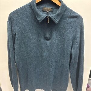 Harry Rosen Men's Teal Zip-Neck Sweater